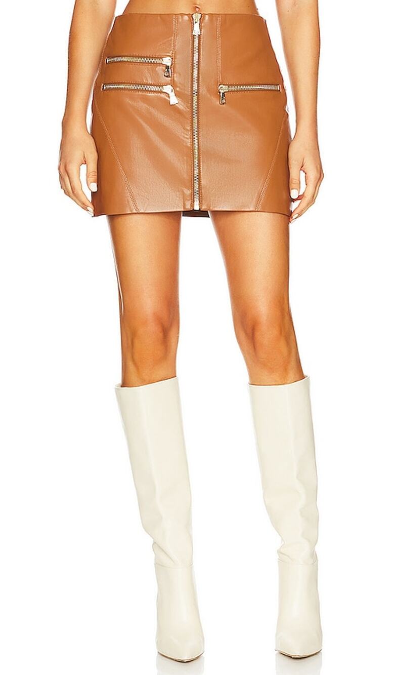 Alice + Olivia Sleek Camel Kendale Mini Skirt Size 2 NWT